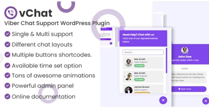 vChat – Viber Chat Support 在线客服WordPress插件 – v1.2.0