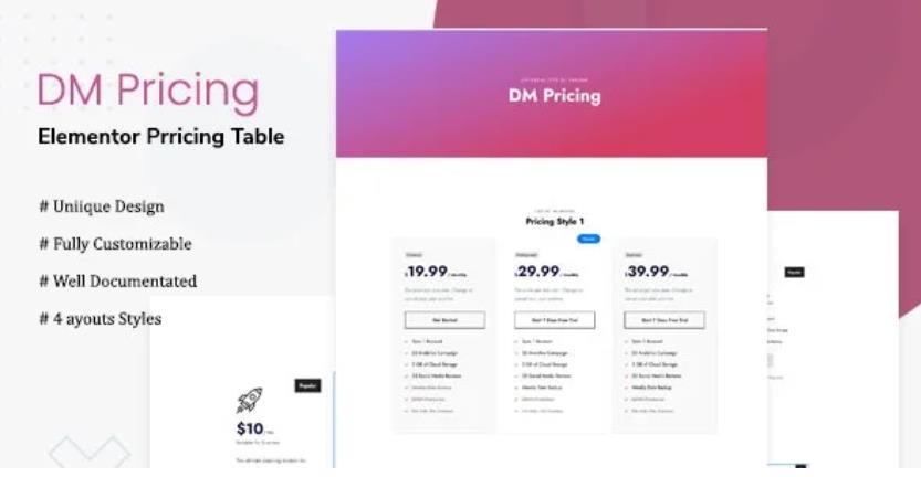 DM Pricing – 最佳定价展示价格表WordPress插件