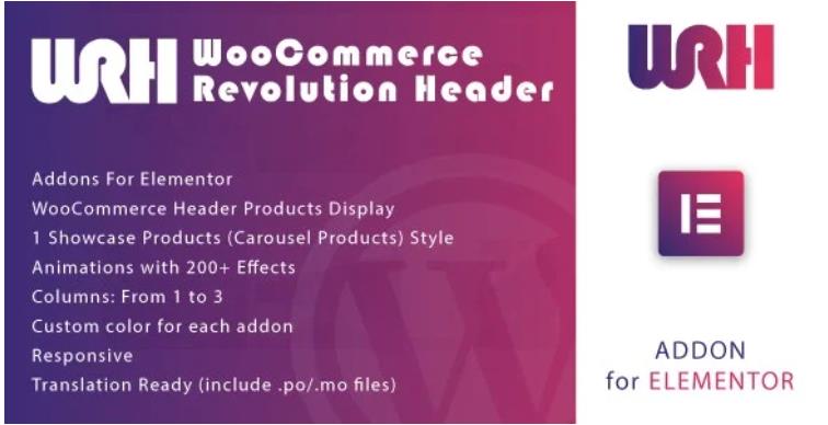 WooCommerce Revolution Header for Elementor – 可视化页眉编辑WordPress插件