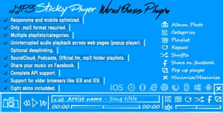 MP3 Sticky Player – MP3音乐播放器WordPress插件 – v7.2