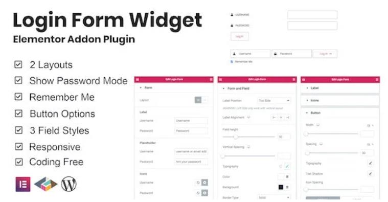 Login Form Widget Elementor Addon Plugin 注册登录表单小工具Elementor插件插件 – v1.0.2