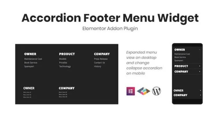 Accordion Footer Menu Widget For Elementor – 手风琴折叠页脚Elementor小工具插件