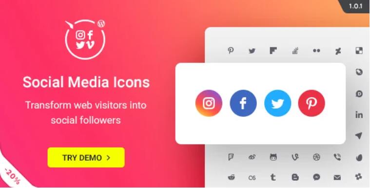 WordPress Social Media Icons – 社交媒体图标WordPress插件 – v1.7.1