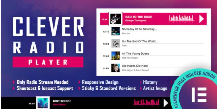 CLEVER – HTML5 Radio Player With History – 播放器简码 Elementor 小工具 – v1.7.0