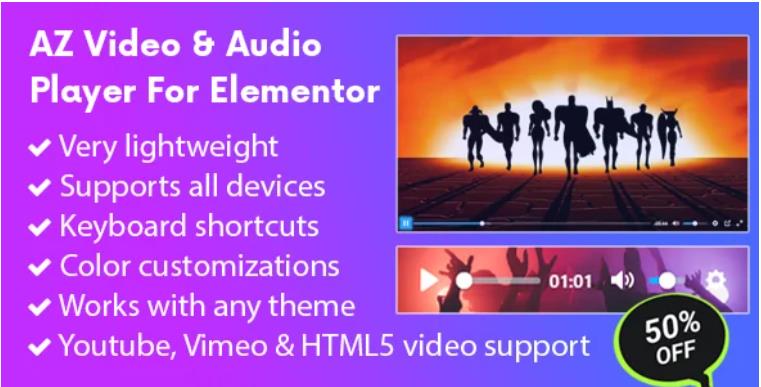 AZ Video and Audio Player Addon for Elementor 播放器插件 – v2.0.0