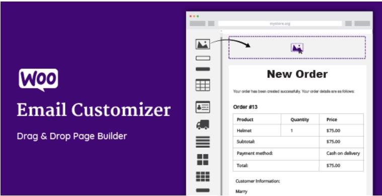 WooCommerce Email Customizer 商店通知邮件拖拽编辑器 – v1.5.16