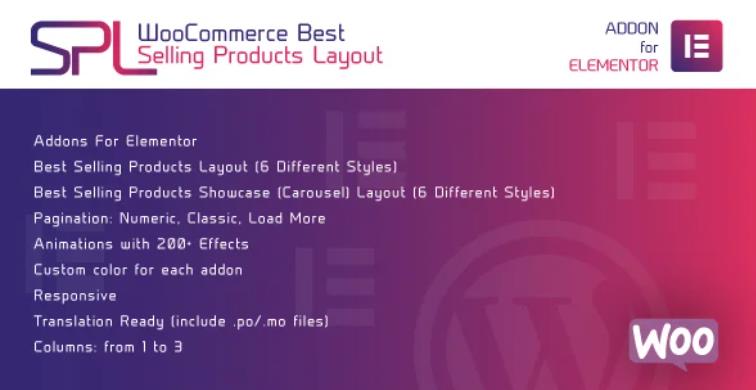 WooCommerce Best Selling Products Layout for Elementor – 畅销产品布局WordPress插件 – v1.0.0