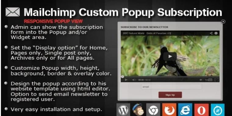 Mailchimp Custom Popup Subscription for wordpress 自定义弹出式订阅插件 – v1.4