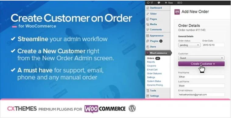 Create Customer on Order for WooCommerce 订单创建用户插件 – v1.36