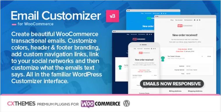 Email Customizer for WooCommerce 商店邮件定制WordPress插件 – v3.33