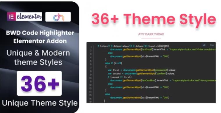 Code Highlighter Addon for Elementor – 代码高亮可视化插件