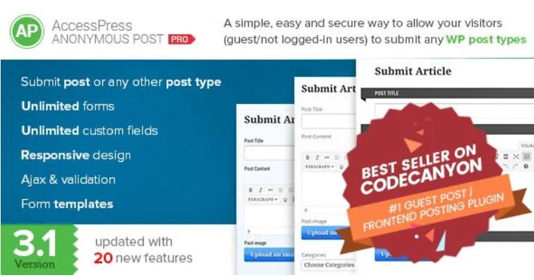 AccessPress Anonymous Post Pro 前端文章发布插件 – v3.2.7