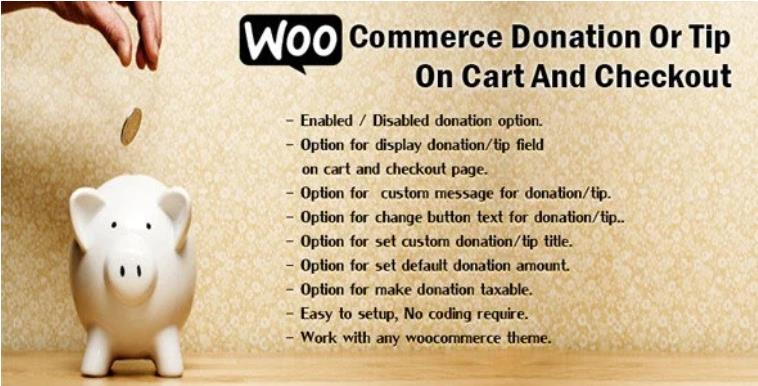 WooCommerce Donation Or Tip On Cart And Checkout 捐赠购物车和结帐提示 – v1.6