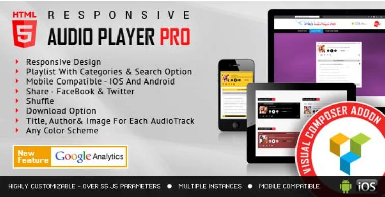 HTML5 Audio Player PRO – WPBakery Page Builder 可视化音频插件 – v2.0