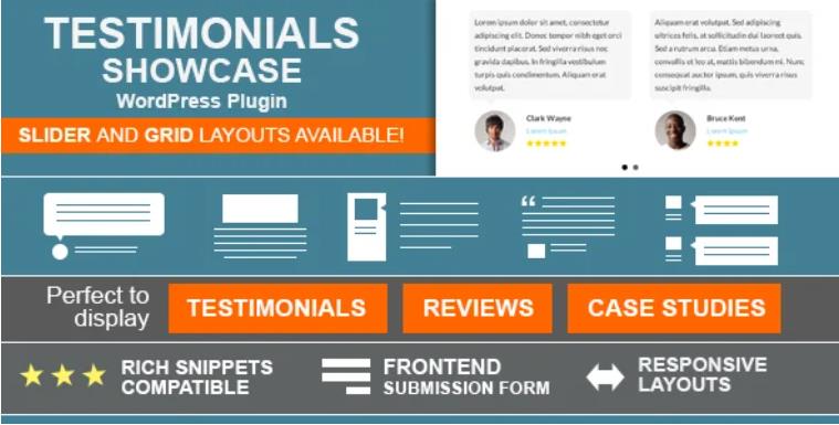 Testimonials Showcase – 客户评价好评轮播WordPress插件 – v1.9.14