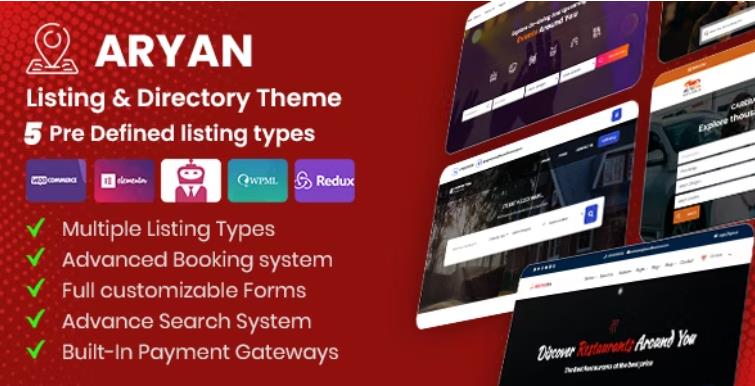 Aryan – 本地商家目录导航 WordPress 模板 – v1.3.0