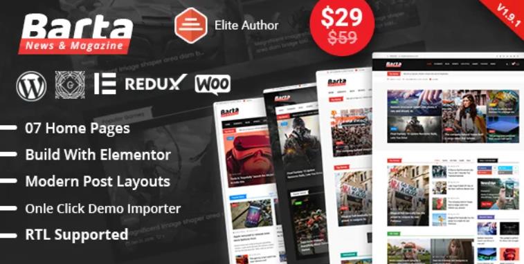 Barta – 新闻杂志网站模板WordPress主题 – v2.0.2
