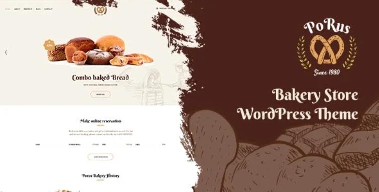 Porus – 面包店甜品网站模板WordPress主题 – v1.0.9