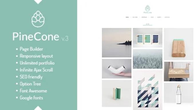 PineCone – 创意作品展示WordPress博客模板 – v 5.2.0