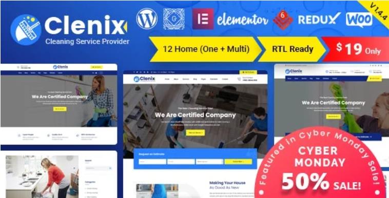 Clenix – 保洁家政服务网站模板WordPress主题 – v3.0.0