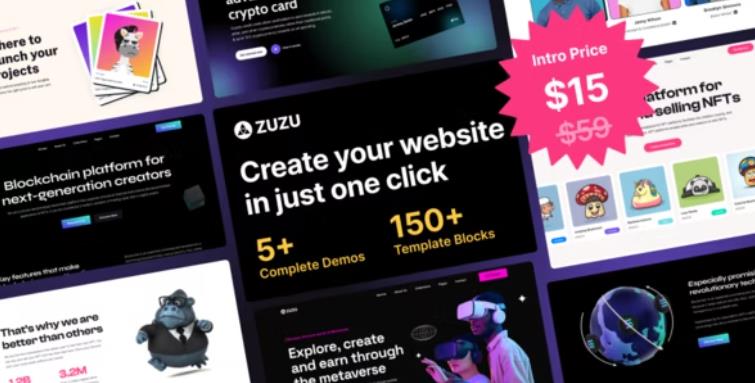 Zuzu – NFT & Crypto 加密货币区块链网站WordPress模板 – v1.0