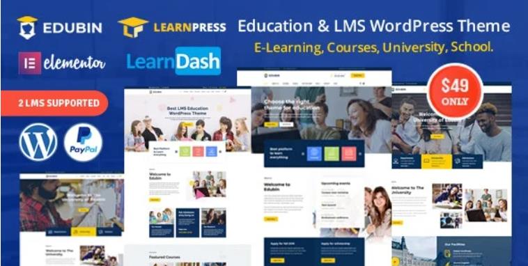 Edubin – LMS学校教育培训网站WordPress主题 – v8.14.4