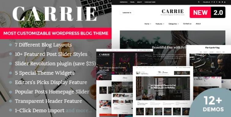 Carrie – 专业新闻博客网站WordPress模板 – v2.2