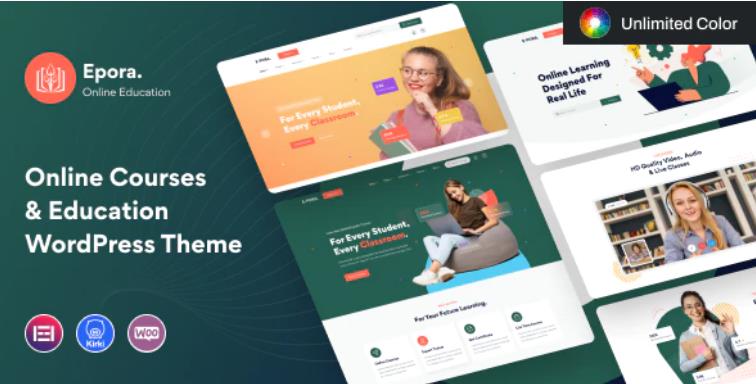 Epora – 在线课程培训教育网站模板WordPress主题 – v1.0.3