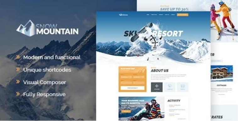 Snow Mountain – 滑雪场滑雪培训学校wordpress主题 – v1.2.8