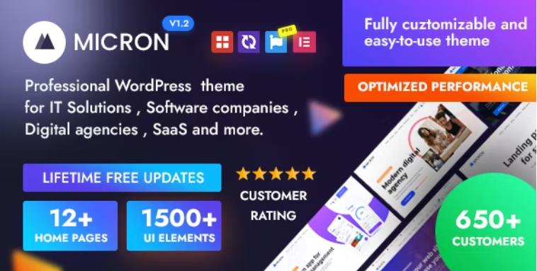 Micron – 响应式软件开发网站 WordPress 模板 – v1.2.1