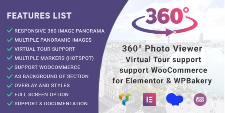 360° Photo Viewer (Virtual Tour) for Elementor, Gutenberg and WPBakery – 全景图像展示插件 – v2.2.3