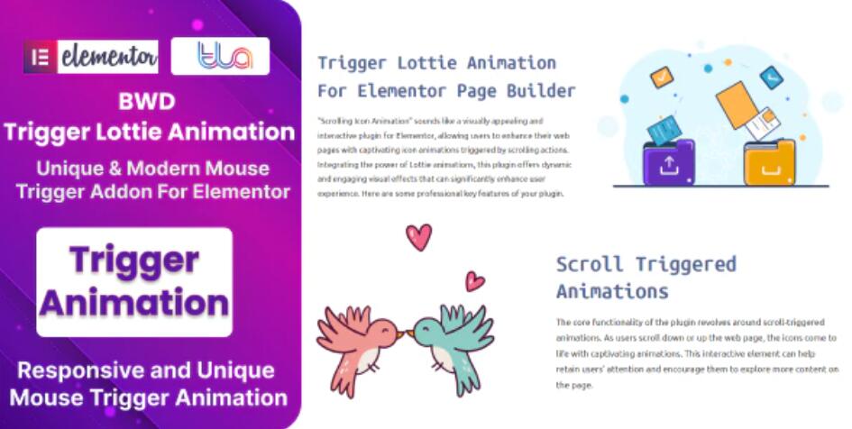BWD Trigger Lottie Animation Addon For Elementor – 元素触发动画插件 – v1.0