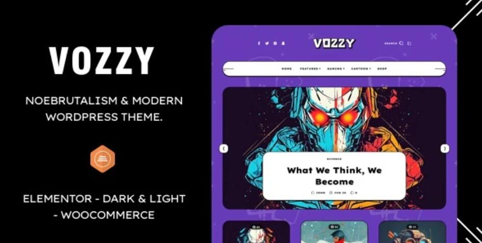 Vozzy – 现代新野蛮主义博客网站WordPress模板 – v1.0.2
