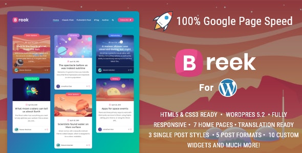 Breek – 简约瀑布流博客模板WordPress主题 – v4.1.0