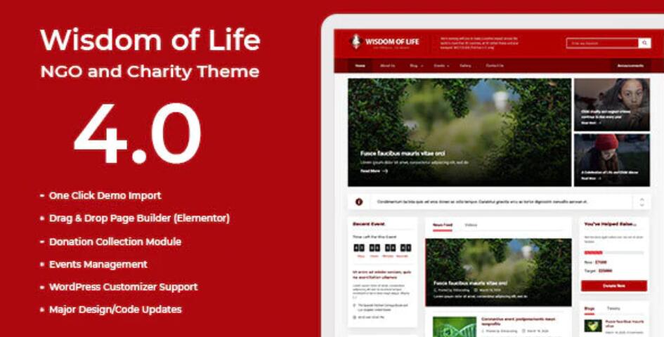 Wisdom Of Life – 干净优雅慈善公益网站WordPress主题 – v4.0