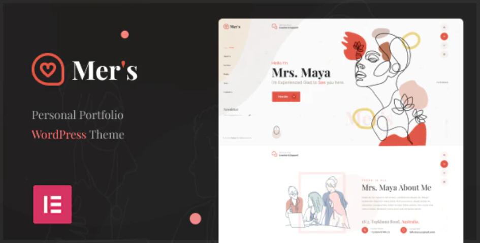 Mer’s – 专业电子简历作品展示网站WordPress模板