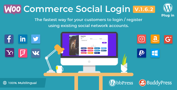 WooCommerce Social Login 社交登陆插件 – v2.5.2