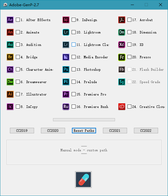 GenP Adobe全家桶2019-2023通用破解补丁V3.2.2