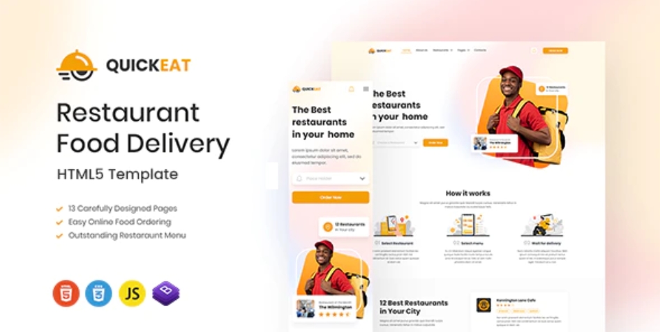 Quickeat – 餐饮美食快餐配送网站HTML模板