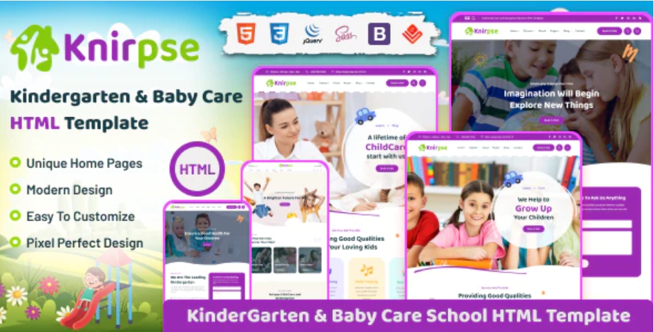 Knirpse – 儿童学前教育培训辅导班网站HTML模板 – v1.0