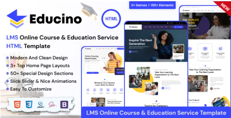 Educino – LMS 在线教育培训网课HTML模板 – v1.0
