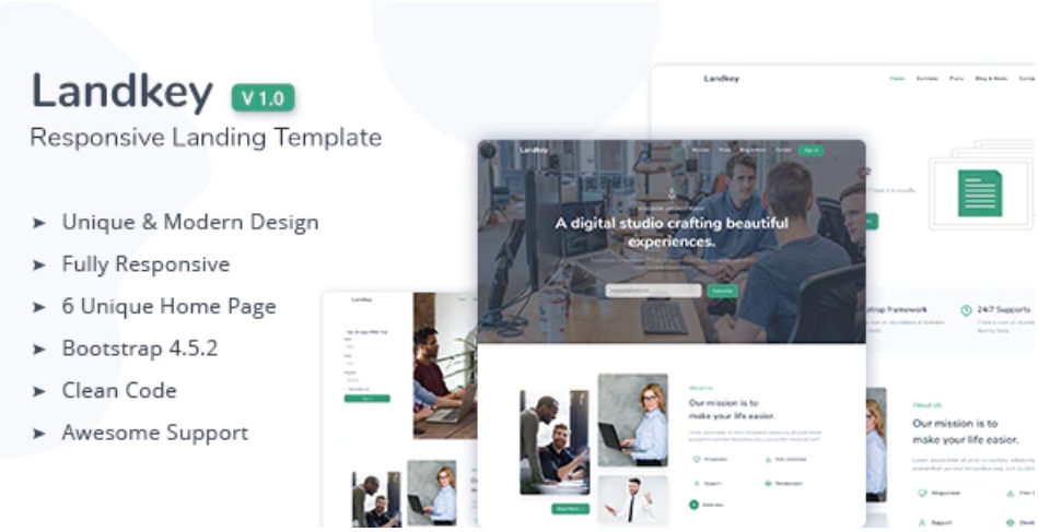 Landkey – 自适应企业网站着陆页HTML5模板 – v1.0