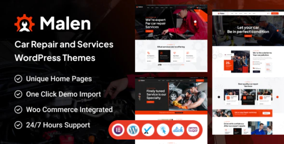 Malen – 响应式汽车维修服务网站WordPress模板 – v1.0