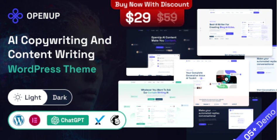 Openup – AI 内容生成人工智能 WordPress 模板 – v1.0.3
