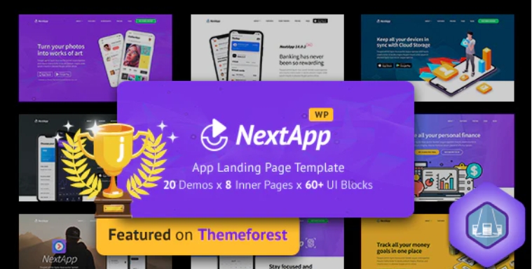 Nextapp – 移动应用程序着陆页面WordPress主题 – v1.0