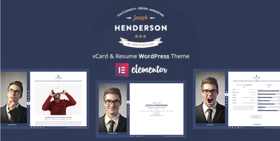 Henderson – vCard 个人简历作品展示网站WordPress模板 – v3.0