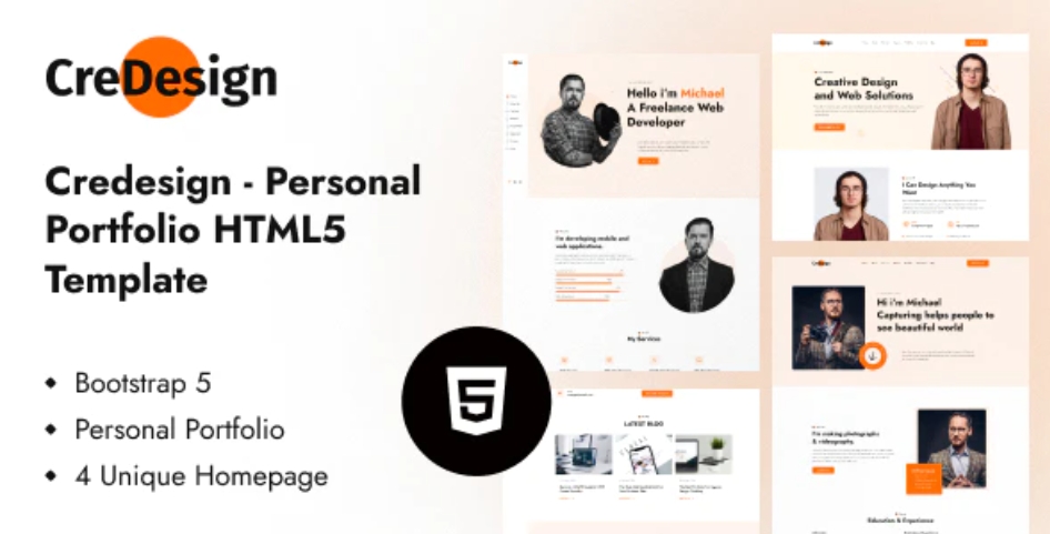 CreDesign – 创意专业简历作品展示HTML5模板
