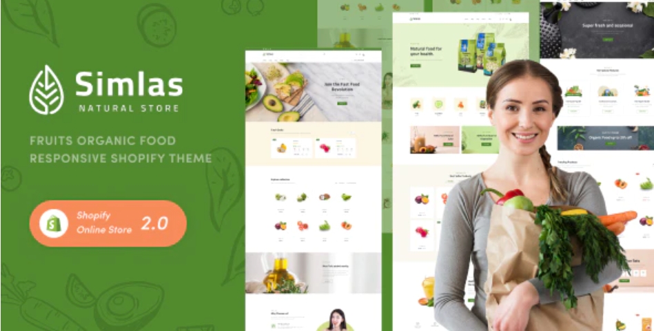 Simlas – 有机绿色健康食品网站Shopify外贸模板 – v1.0