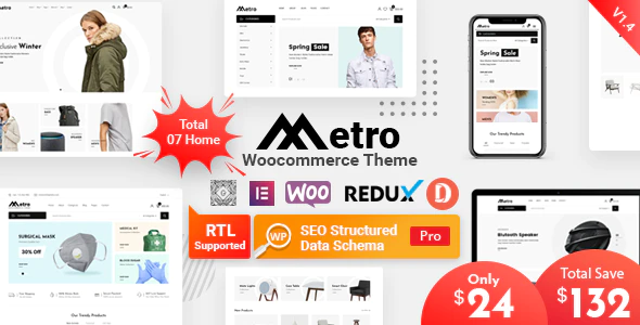 Metro – 时尚现代轻型在线商店WooCommerce网店模板 – v2.6
