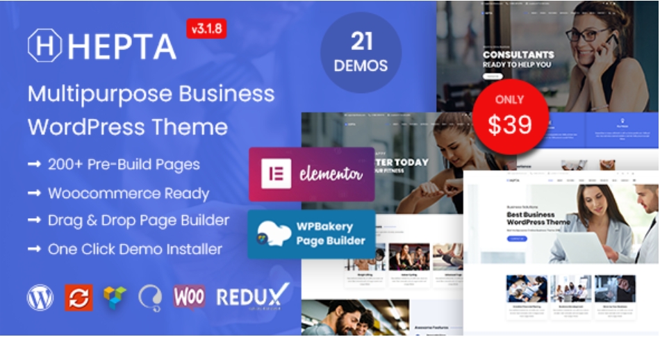 Hepta – 企业咨询商务网站WordPress模板 – v3.2.0